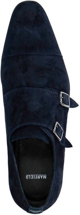 Manfield suède gespschoenen donkerblauw