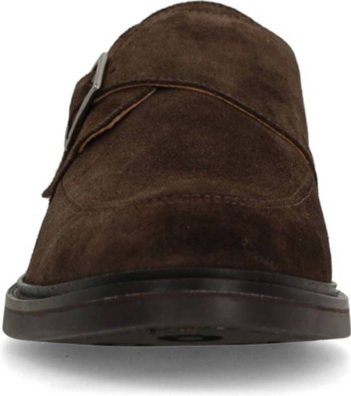 Manfield suède gespschoenen donkerbruin