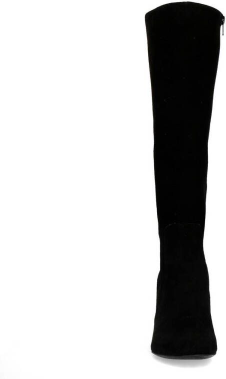 Manfield Dames Zwarte suède hoge laarzen - Schoenen.nl