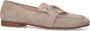 Manfield Dames Beige suède loafers met goudkleurig detail - Thumbnail 4