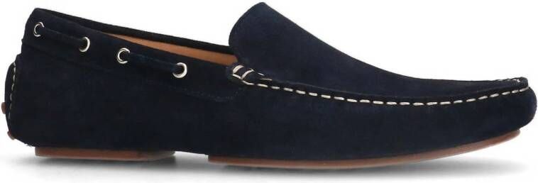 Manfield suède mocassins donkerblauw