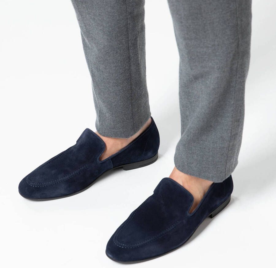 Manfield suède loafers donkerblauw