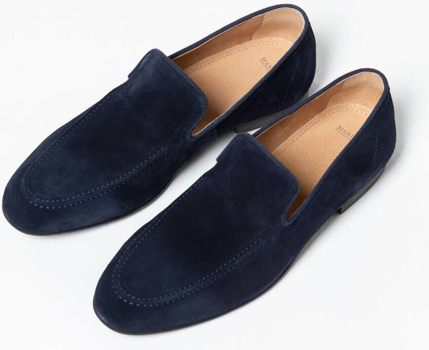 Manfield suède loafers donkerblauw