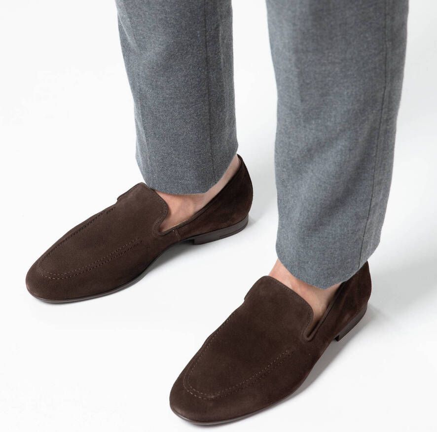 Manfield suède loafers donkerbruin