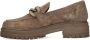 Manfield Dames Taupe suède loafers met chain - Thumbnail 4