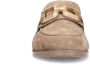 Manfield Dames Beige suède loafers met vierkanten chain - Thumbnail 2