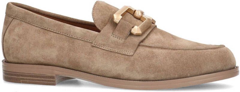 Manfield suède loafers met gesp beige