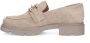 Manfield Dames Beige suède loafers met goudkleurige details - Thumbnail 3