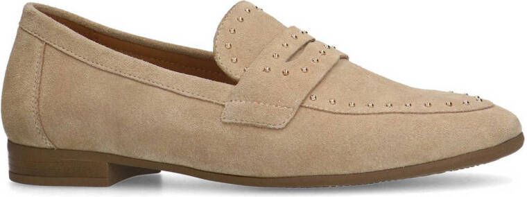 Manfield suède loafers met studs beige