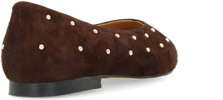 Manfield suède loafers met studs donkerbruin
