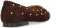 Manfield Dames Donkerbruine suède loafers met studs - Thumbnail 2