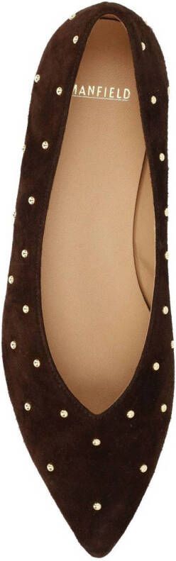 Manfield suède loafers met studs donkerbruin
