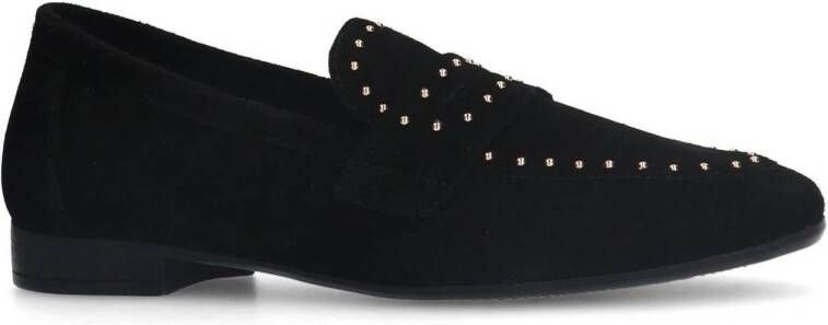 Manfield suède loafers met studs zwart