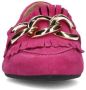 Manfield Dames Roze suède loafers met goudkleurige chain - Thumbnail 2