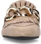 Manfield Dames Taupe suède loafers met goudkleurige chain - Thumbnail 2