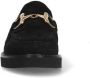 Manfield Dames Zwarte suède loafers met goudkleurig detail - Thumbnail 3