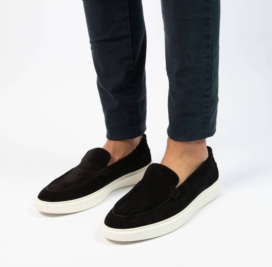 Manfield suède loafers zwart