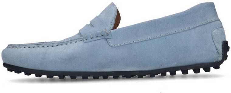 Manfield suède mocassins blauw