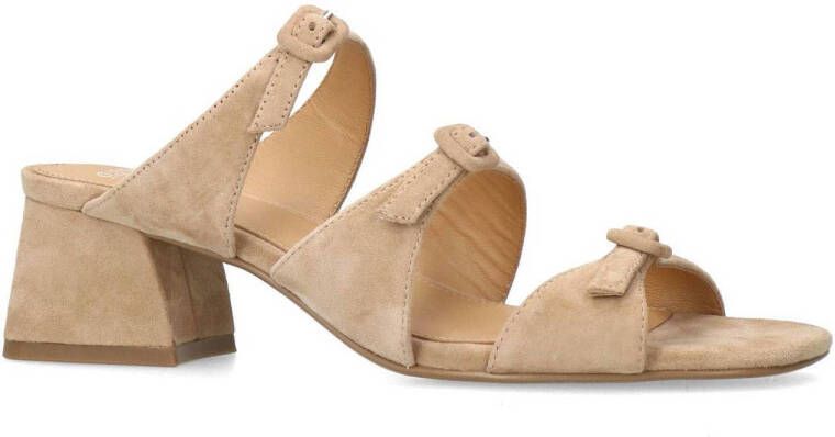 Manfield suède muiltjes beige