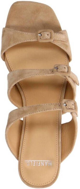 Manfield suède muiltjes beige
