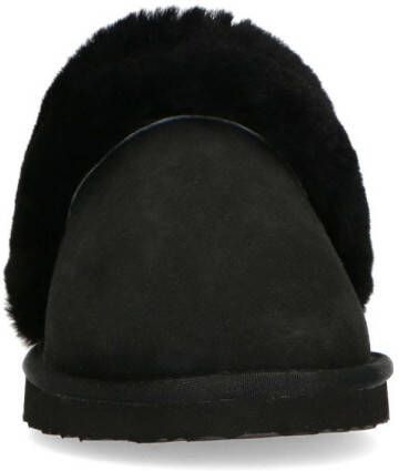 Manfield suède pantoffels zwart