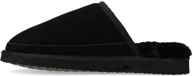 Manfield suède pantoffels zwart