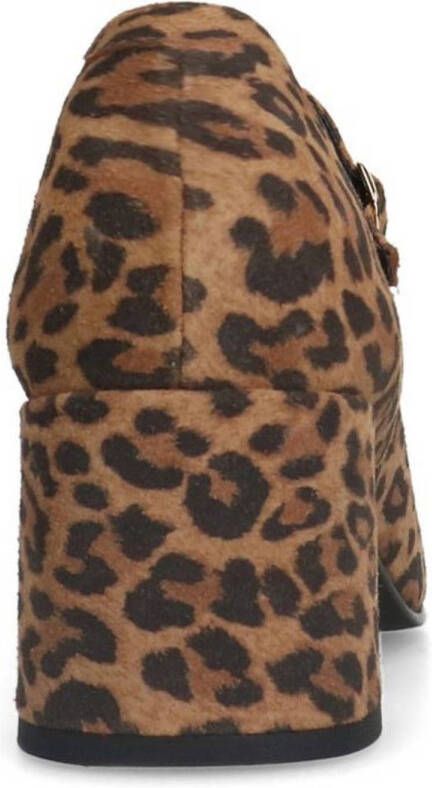 Manfield suède pumps met panterprint beige bruin