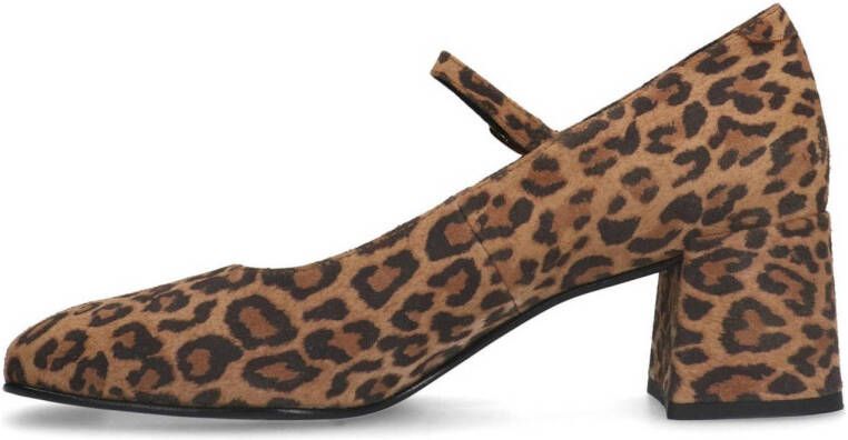 Manfield suède pumps met panterprint beige bruin