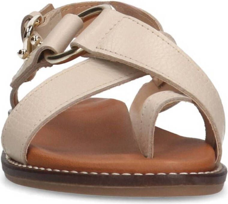 Manfield suède sandalen ecru