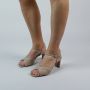 Manfield Dames Beige suède sandalen met hak - Thumbnail 3