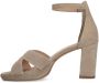 Manfield Dames Beige suède sandalen met hak - Thumbnail 3