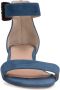 Manfield Dames Blauwe suède sandalen met hak - Thumbnail 4