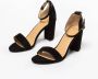 Manfield Dames Zwarte suède sandalen met hak - Thumbnail 3