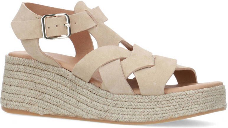Manfield suède sleehakken beige