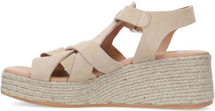 Manfield suède sleehakken beige