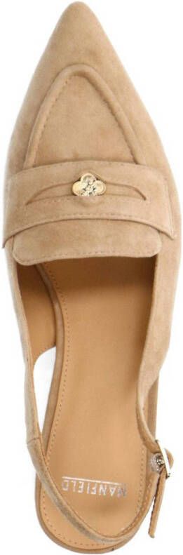 Manfield suède slingback loafers beige