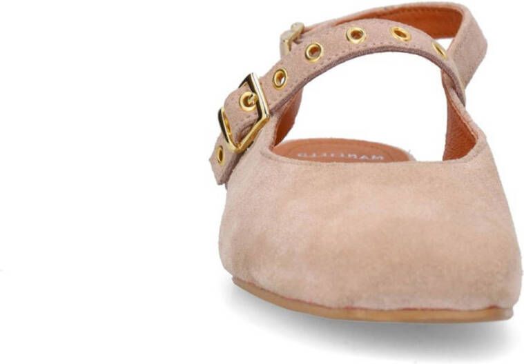 Manfield suède slingback loafers beige