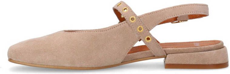 Manfield suède slingback loafers beige