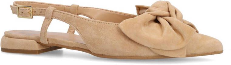 Manfield suède slingback loafers beige