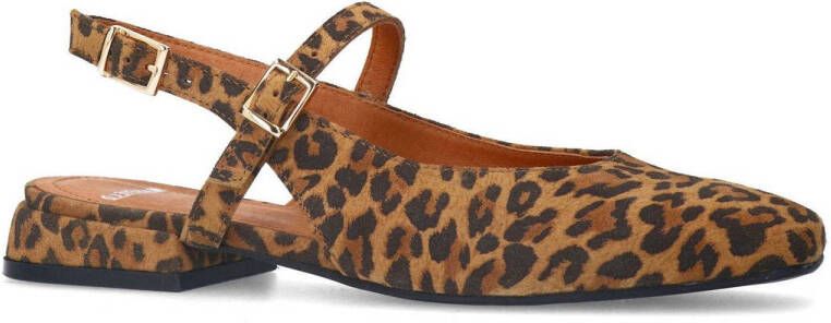 Manfield suède slingback loafers bruin zwart