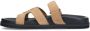 Manfield Dames Beige suède slippers met bandje - Thumbnail 4