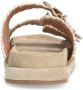 Manfield Dames Beige suède slippers met witte details - Thumbnail 4