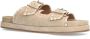 Manfield Dames Beige suède slippers met witte details - Thumbnail 5