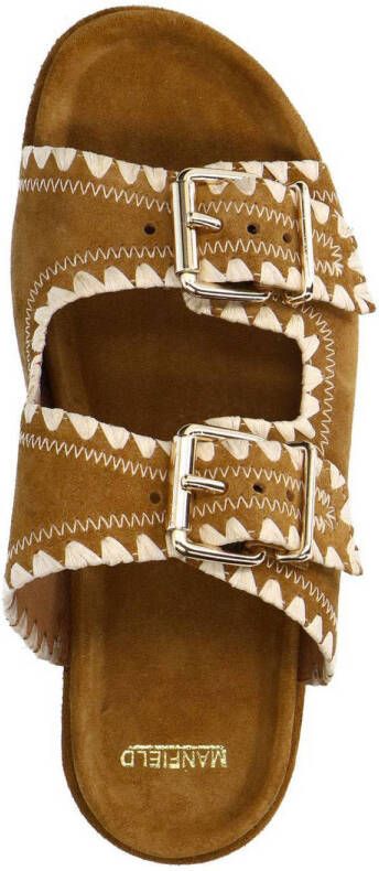 Manfield suède slippers cognac