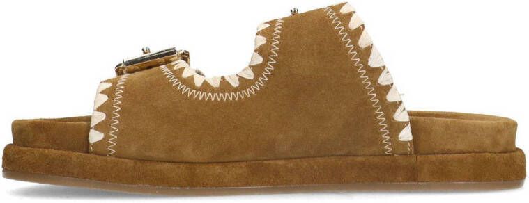 Manfield suède slippers cognac
