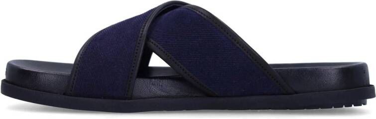 Manfield suède slippers donkerblauw