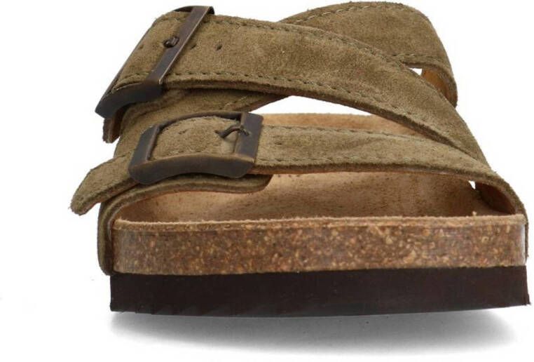 Manfield suède slippers groen