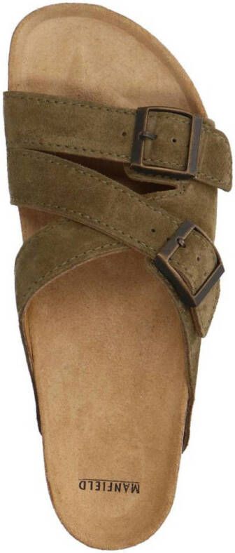 Manfield suède slippers groen