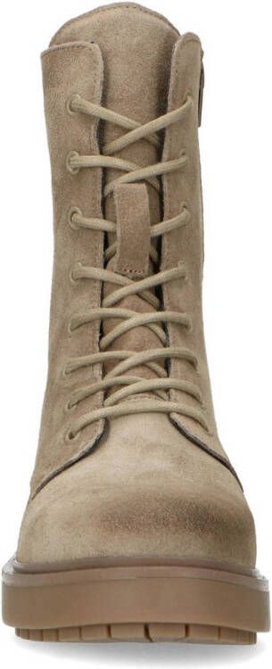 Manfield suède veterboots taupe