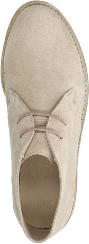 Manfield suède veterschoenen beige